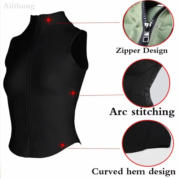 Aiithuug athlétique fermeture éclair Sweat gilet veste sans manches course dessus de Yoga col haut c