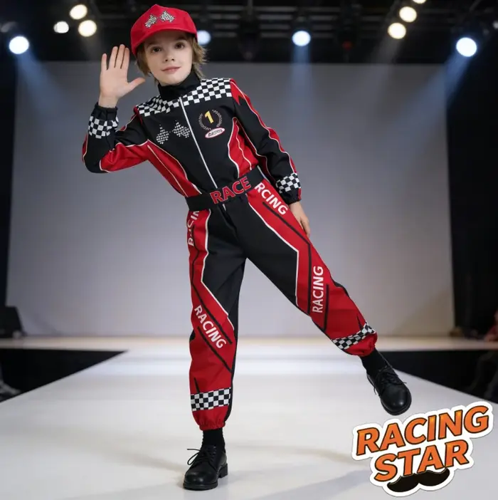 Costume de pilote de course pour enfants, tenue de spectacle sur scène, vêtements de fête pour Hallo