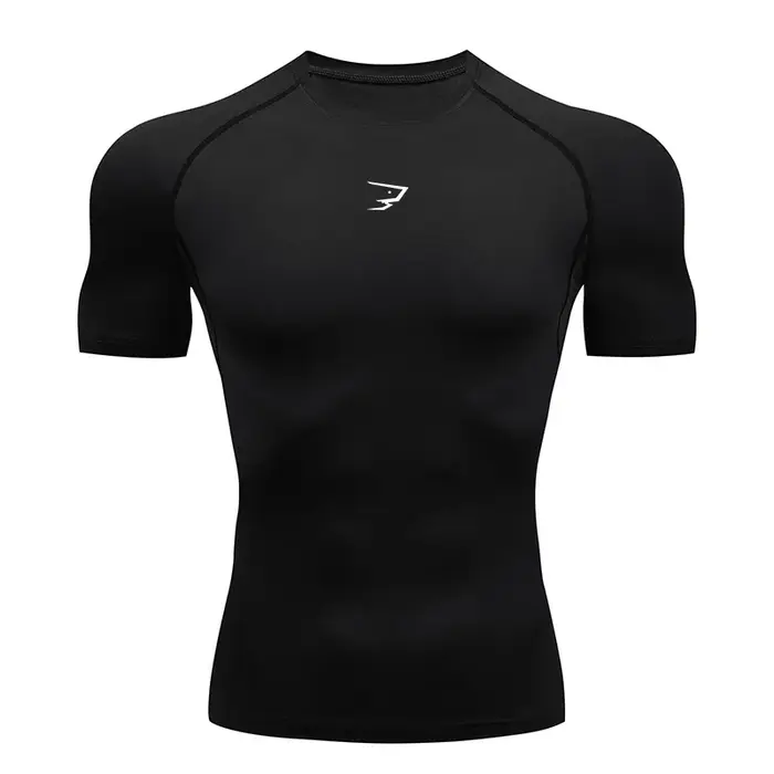 Hommes course Compression T-shirt à manches courtes Sport t-shirts Gym Fitness Sportshirts mâle Jogg