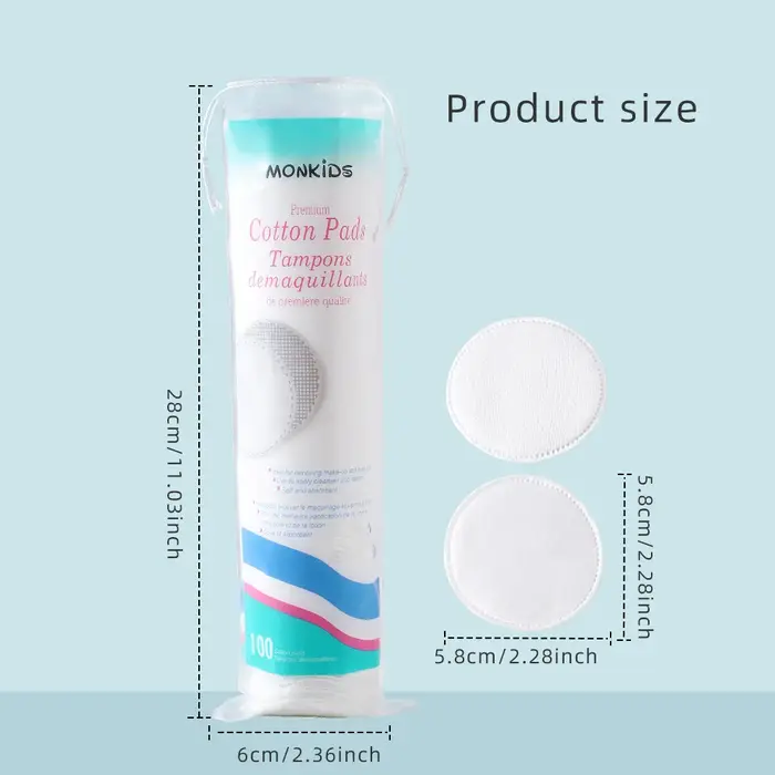 Tampons démaquillants circulaires doux et respirants, 100 pièces, tampons en coton texturés double f
