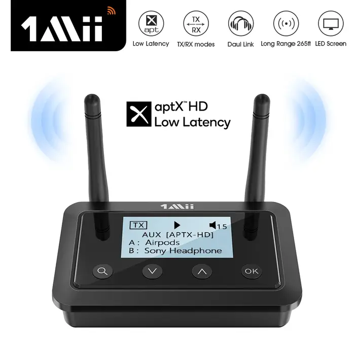 1Mii B03+ transmetteur récepteur Bluetooth 3.5, aptX LL HD, 5.0mm Aux Audio, adaptateur pour TV PC, 