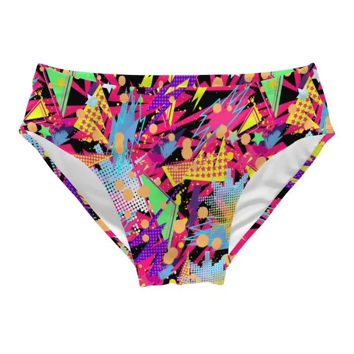 Maillot de bain néon abstrait géométrique pour hommes, slip élégant et sexy, extensible, confortable