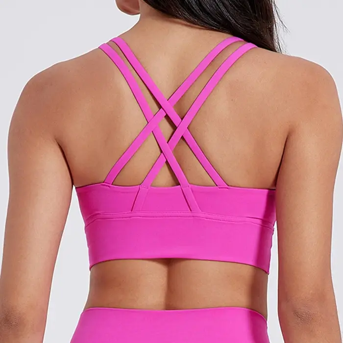 Soutien-gorge dos croisé pour femmes - Doux avec coussinet de poitrine pour fitness, yoga et entraînement athlétique