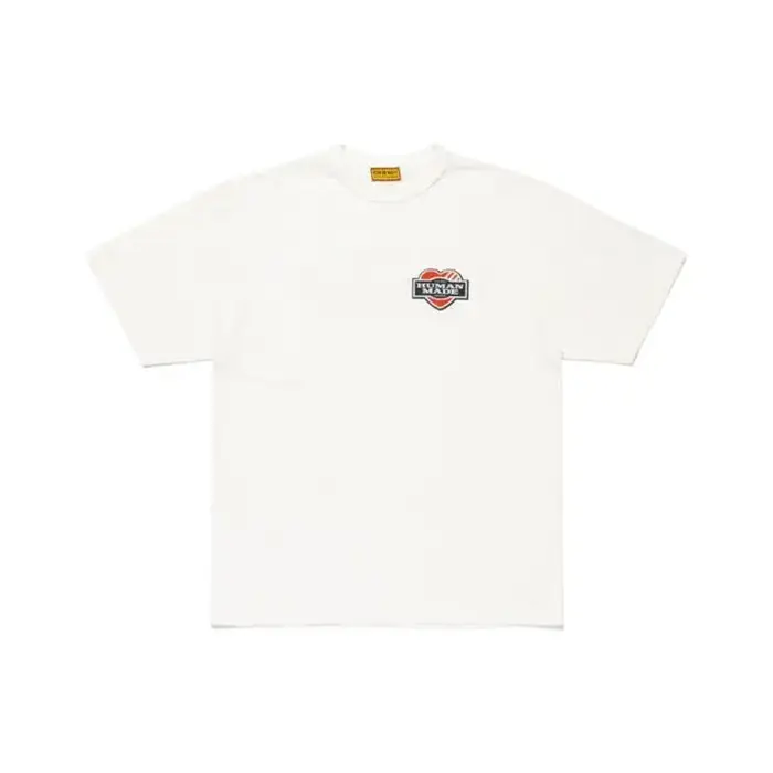 T-shirt à manches courtes à double col imprimé canard sur la poitrine HUMAN MADE FW25 pour hommes et