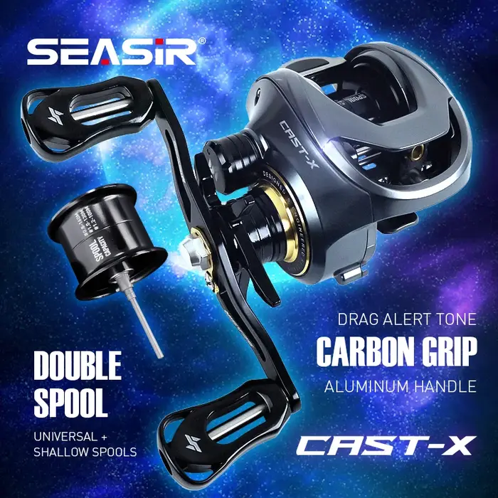 SEASIR Cast-X Moulinet de pêche Baitcasting Mico, Double bobine, Ratio d'engrenage à grande vitesse 