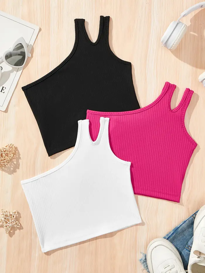 Gilet de sport pour filles, vêtements d'été sportifs décontractés et tendance pour enfants, adaptés aux filles âgées de 1 à 8 ans, hauts polyvalents pour la maison et l'extérieur