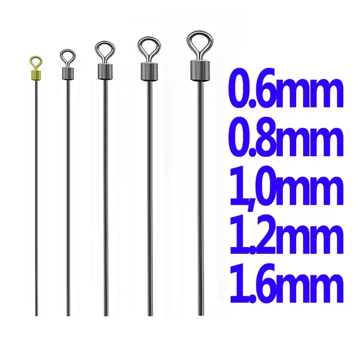 Fil d'acier dur pour pêche à la carpe, 20 pièces, Long pôle pivotant, roulement à billes, anneaux so