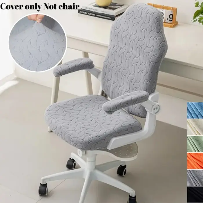 Lot de 4 housses de chaise de bureau jacquard avec housses d'accoudoirs, protège-chaise de bureau pi