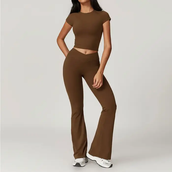 Ensemble de Yoga 2 pièces, vêtements de sport, combinaisons de Yoga pour femmes, Fitness, manches co