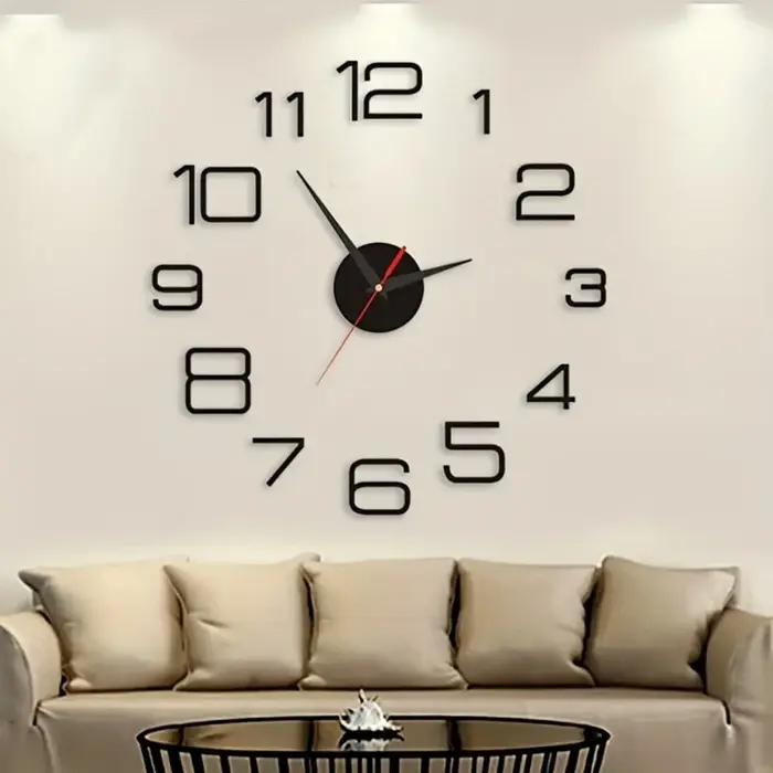 Grande Horloge murale au Design moderne 3D, à Quartz, à la mode, miroir acrylique, autocollants, déc