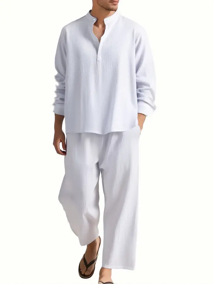Chemise et pantalon à manches longues pour hommes, vêtements de plage, survêtement, chemises de coul