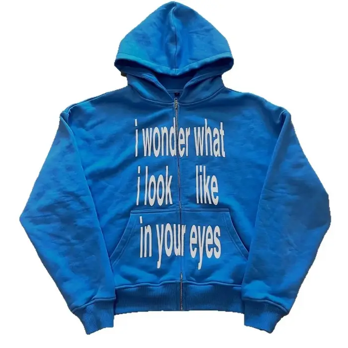 Sweat-shirt à manches longues avec fermeture éclair imprimée avec lettres personnalisées, pull à cap