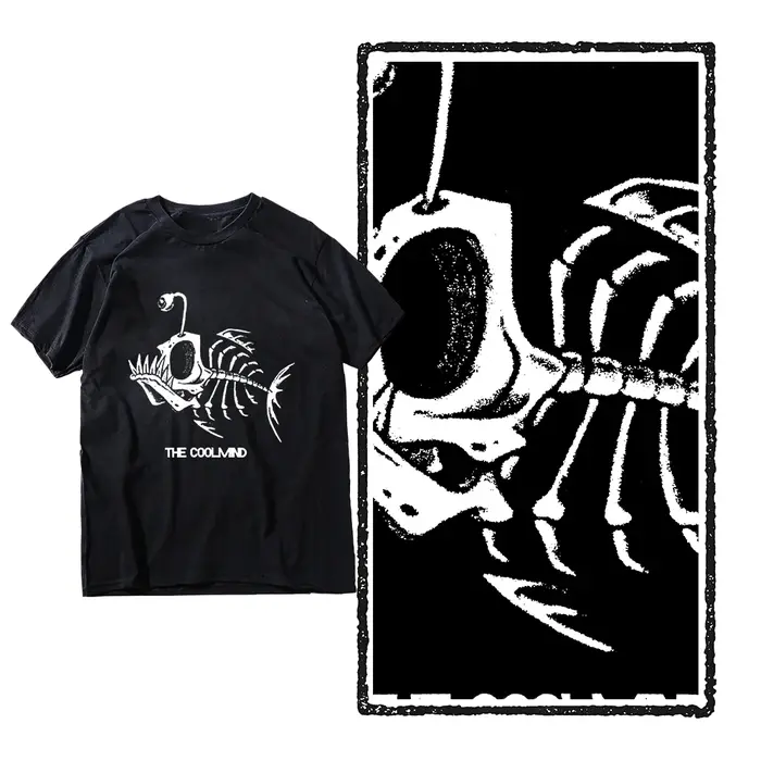 Bonefish crâne poisson de mer profonde squelette drôle pêcheur hommes T-Shirt coton col rond manches