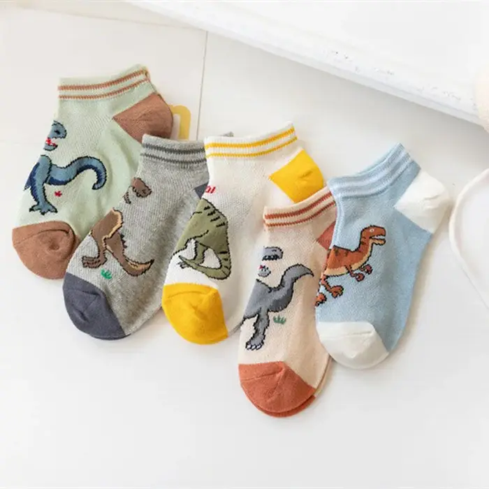 Chaussettes à motif de dinosaure pour garçon, confortables, respirantes, décontractées, douces, pour