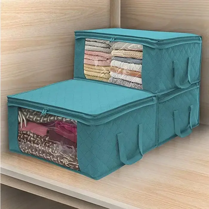 Boîte De rangement De vêtements De grande capacité, pliable, en tissu Non tissé, pour couettes, étui