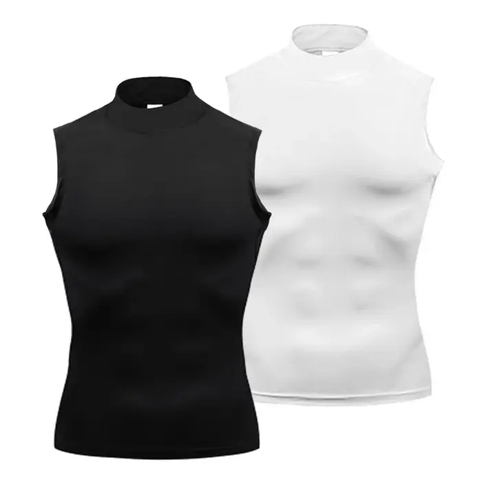 Chemise de Compression hommes débardeur de gymnastique vêtements de Fitness musculaire col roulé Spo