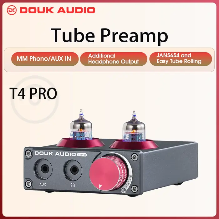 Douk – préampli Audio à Tube sous vide JAN5654, préampli Phono pour platines, téléphone/PC/MP3/TV, A