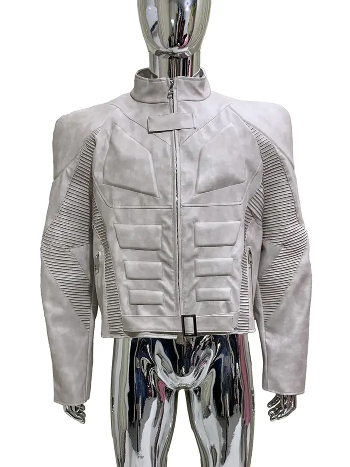 Veste en cuir Pu pour hommes, Cool, en détresse, exosquelette, épaulettes, luxe de styliste, vêtemen