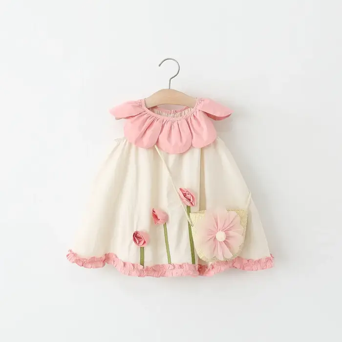 Ensemble de vêtements d'été pour filles, 2 pièces, coréen, mignon, col de poupée à fleurs, sans manc