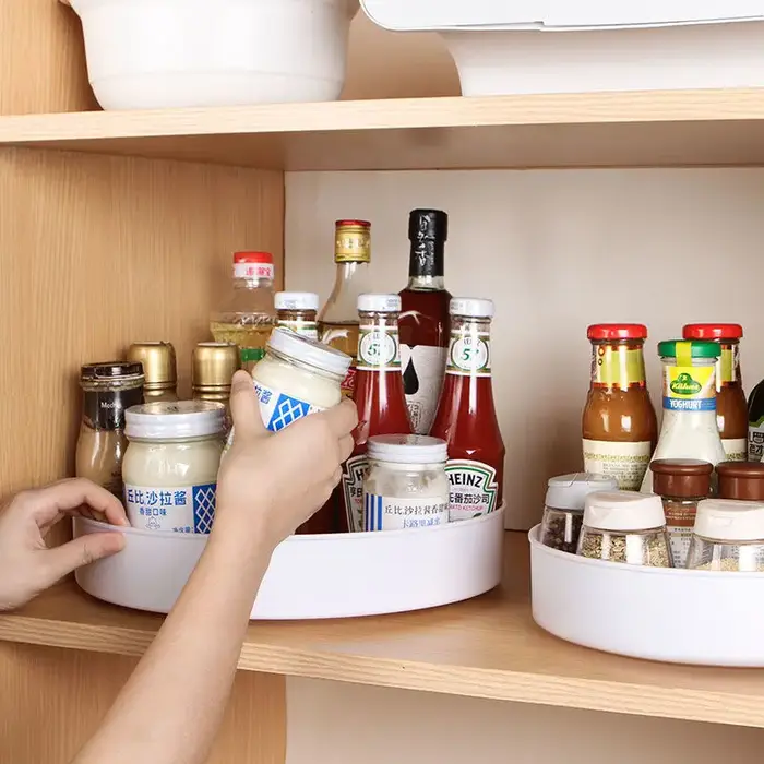 Organisateur d'armoire rotatif à 360 degrés, cuisine salle de bains, plateau tournant cosmétique, pl