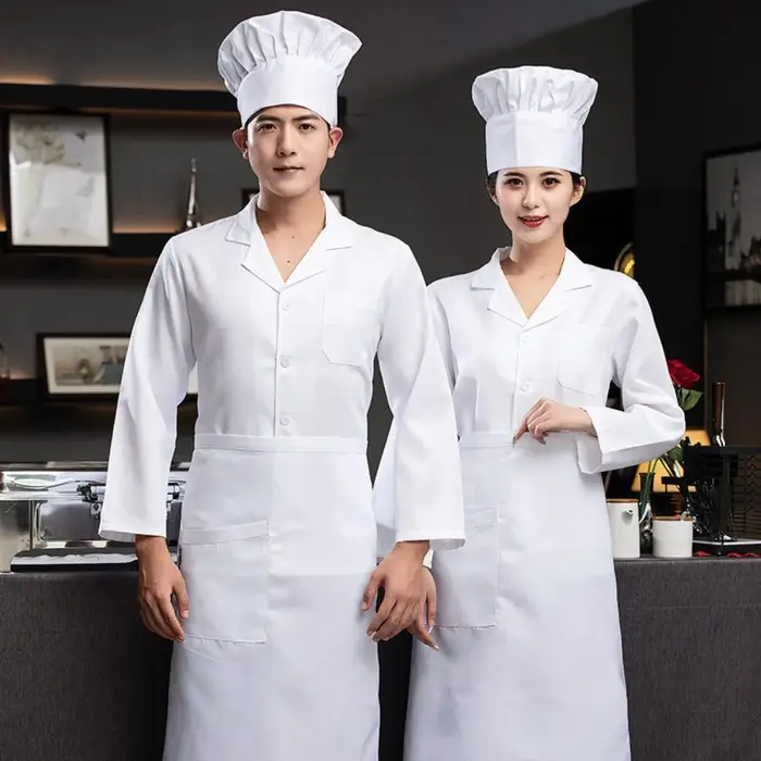 Uniforme professionnel de chef de restaurant pour homme et femme fin et respirant blanc pour travailler en été