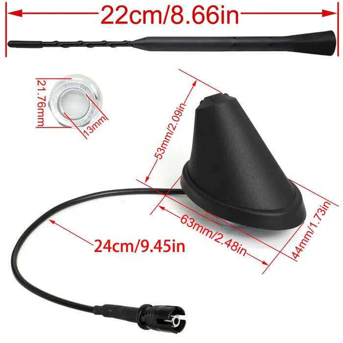 Antenne Radio de toit de voiture 9 pouces, Base aérienne, fouet à tige pour Mazda 3 5 6 VW Golf Mk3 