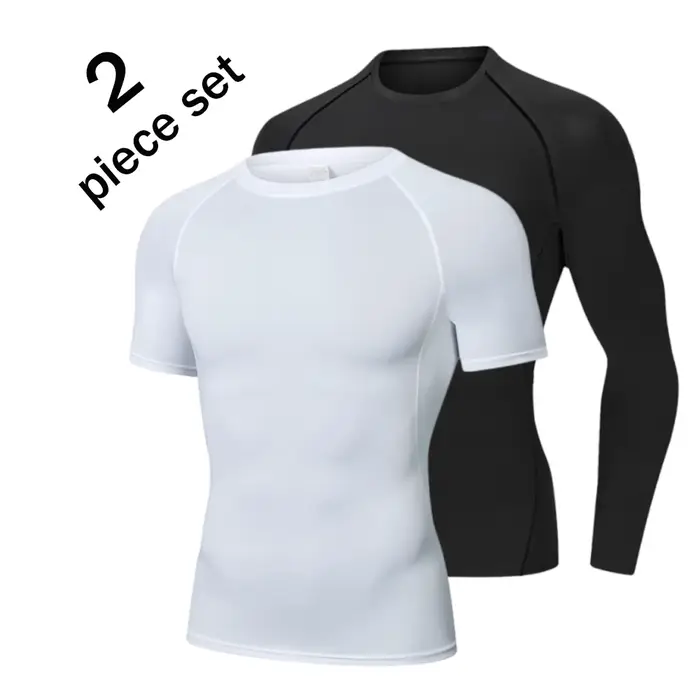 2 pièces hommes Compression Sport t-shirt à manches courtes entraînement haut de Fitness t-shirt hom