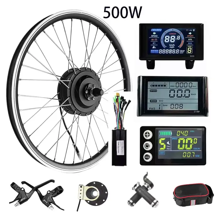 Kit de roue à moteur électrique 36V 48V 500W pour vélo avant transformation en vélo électrique robuste sans balais pour déplacements silencieux et fluides