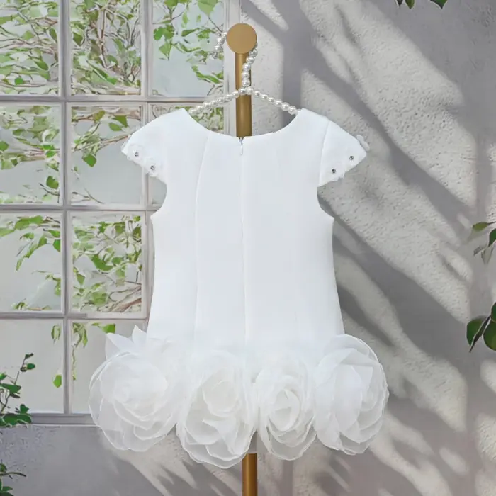 Robe Blanche pour Filles 2026, Nouvelle Robe de Princesse en Coton à Couches d'Air pour Enfants, Ten