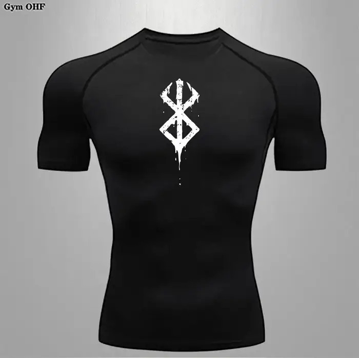 T-shirt à manches courtes Berserk Anime pour hommes, chemise de compression, course à pied, séchage 