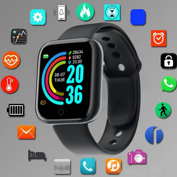 Montre intelligente Bluetooth pour hommes et femmes montre-bracelet de sport bracelet de fitness lecteur de téléphone connecté contrôle de la musique montres numériques nouveau modèle occasionnels et sportifs