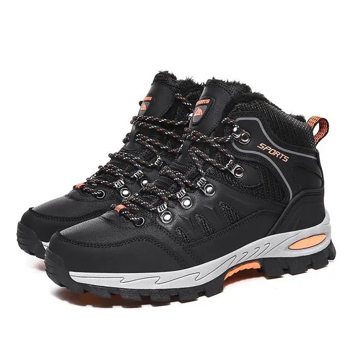 Bottes randonnée grande taille 42 noir fourrure - Chaussures trekking antidérapantes hiver hommes femmes