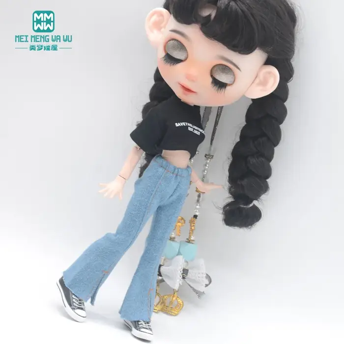 Blyth vêtements Azone OB22 OB24 accessoires de poupée mode court T noir blanc jean pantalon à carrea