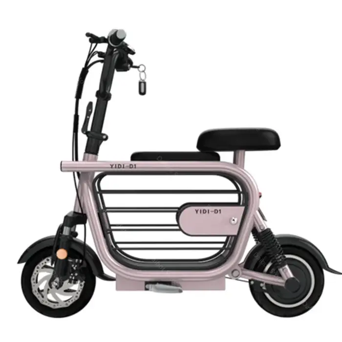 Mini vélo électrique rose pliable avec siège enfant et panier pour animal de compagnie scooter de mobilité à deux roues occasions spéciales pour adultes et enfants