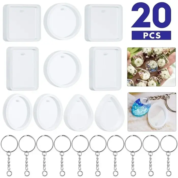 Kit de moules en Silicone pour pendentif porte-clés, bricolage, avec porte-clés, artisanat d'art, ou