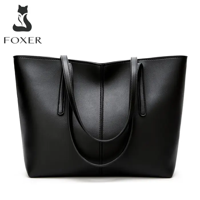 FOXER sac à bandoulière en croûte de cuir pour femmes Simple grande capacité fourre-tout dame classi