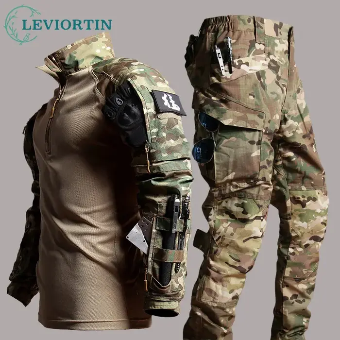 Costume de travail pour hommes vêtements dextérieur tshirt pantalon manches longues durables pour chasse camping activités en plein air
