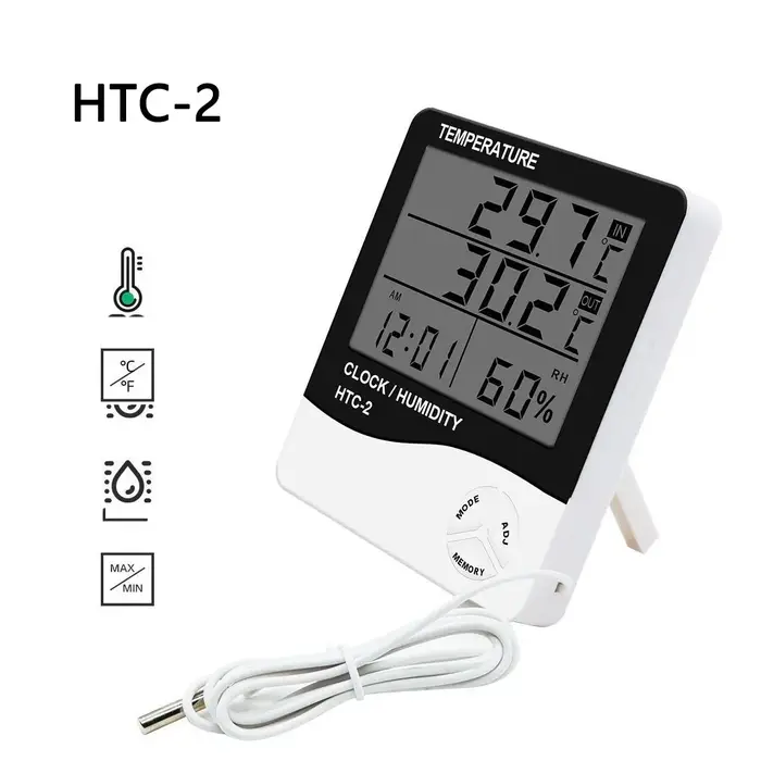 LCD Numérique Température Humidité Mètre HTC-2 Maison Intérieur Extérieur Hygromètre Thermomètre Sta
