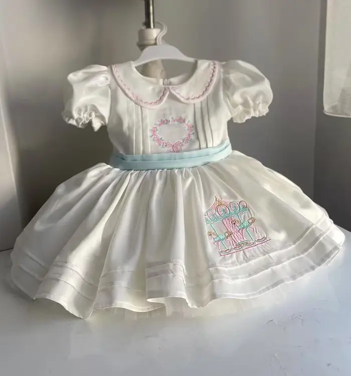 Robe d'été pour bébé fille de 0 à 12 ans, tenue de princesse turque blanche brodée, Vintage, pour an