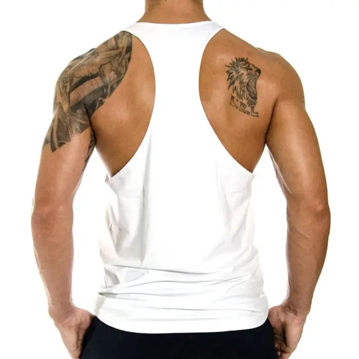 Haut musculation homme 2024 coton dos en Y été - T-shirt entraînement physique confortable