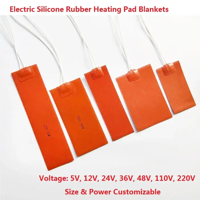 Coussinets chauffants électriques en caoutchouc de Silicone, 5V 12V 24V 110V 220V 380V, couvertures 