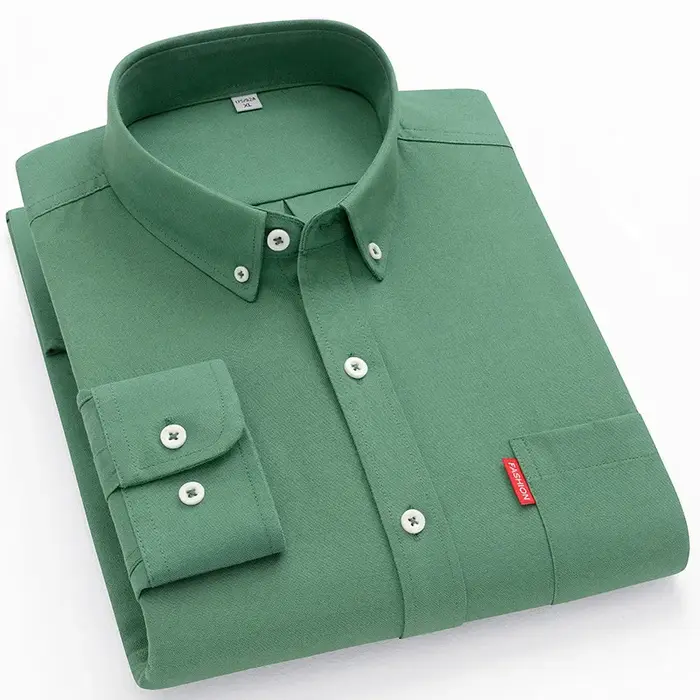 Chemises Oxford à manches longues pour hommes, 5XL, 100% coton, couleur unie, col rabattu, coupe rég