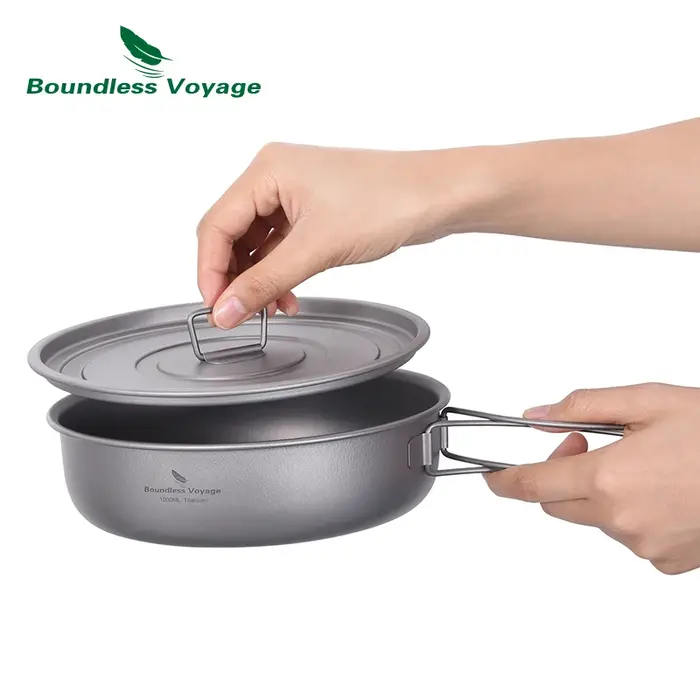 Boundless Voyage Poêle à frire antiarina pour camping, plaque chauffante en titane avec couvercle et