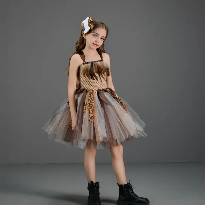 Costume de Diversification pour Fille, Robe Tutu d'Halloween, Cosplay d'Anniversaire, Jungle, Carnav