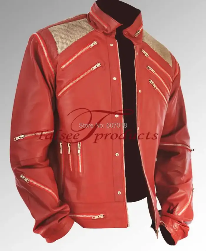 Rare classique MJ MICHAEL JACKSON CUSTOM Classic Beat It MV veste en cuir rouge à fermeture éclair