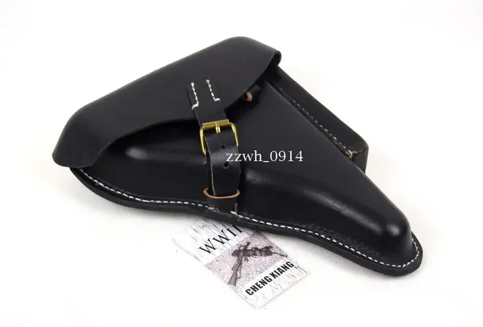 Reconstitution Allemand Luger P08 P-08 Étui rigide Cuir noir
