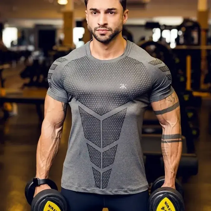 T-shirt de sport pour homme 2026 – Entraînement, séchage rapide, manches courtes, moulant, musculati