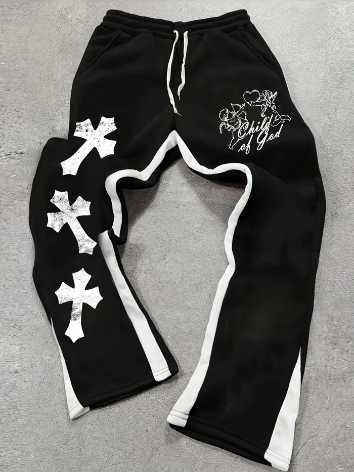 Pantalon de survêtement décontracté pour hommes, Style de rue, tendance, imprimé croisé, à la mode, 
