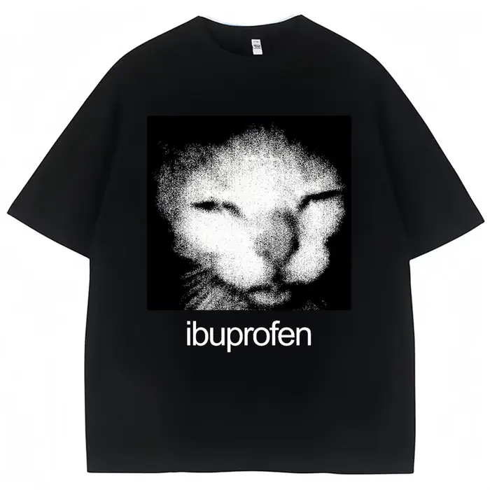 Vintage drôle Ibuprofen chat graphique T-shirt Humor mode T-shirt T-shirt style décontracté WoClothi