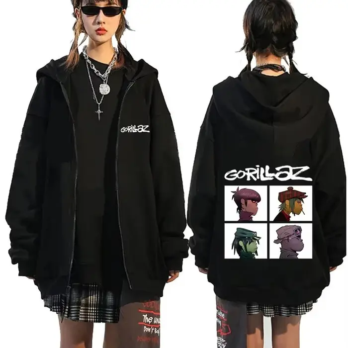 Rock Band Gorillaz Demon Days Album graphique sweat à capuche avec fermeture éclair hommes femmes Hi